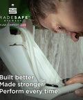 Man using Portable Eye Wash Station 8 Gallon With OSHA ANSI Compliance for emergency eyewash, shown in action.