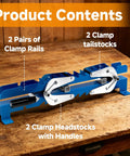 Upgraded 19 Inch Panel Clamps Set Of 2 With 4 Way Steel Parallel Clamps Heads And Tailstocks For Precise Woodworking, Heavy Duty Rails, Easy Handles, Durable 2mm Track, Ideal For DIY Projects And Shop Assembly, 2 rails, 2 headstocks, 2 tailstocks