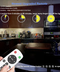 Under Cabinet Lights Wireless With Remote And Touch Control in kitchen setting, remote in hand, showing timer features