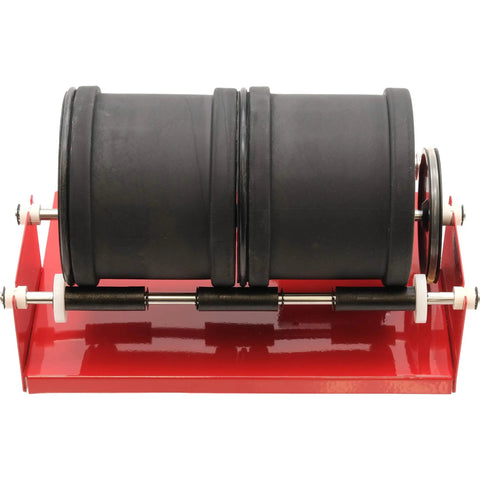 Rotary Rock Tumbler Kit With Dual Rubber Barrels 6 Lb Capacity Each Model AR2 115 on sturdy red frame