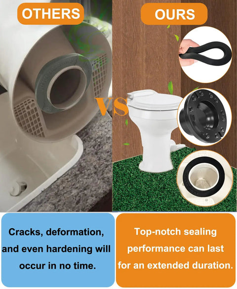 Comparison of RV Toilet Seal And 3 Inch Socket Floor Flange Kit with old toilet seals showcasing durability and performance.