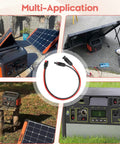 10AWG Solar Panel Cable Connector Kit Beefy Copper Wire 1.6 Ft Extension Compatible With Solar Connector Anderson Connector For RV And Portable Solar Generators Like Yeti And Renogy displayed with various solar setups.