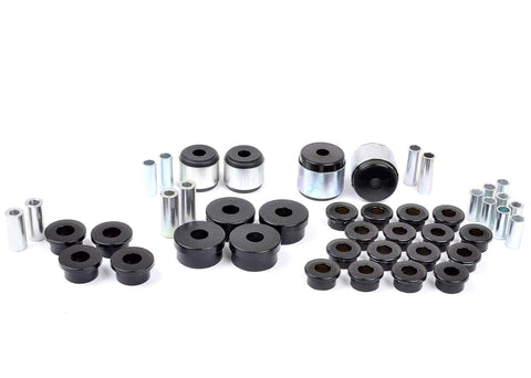 Quality Solid Rear Suspension Bushing Kit For 2001 To 2007 Subaru Impreza with polyurethane mounts and steel hardware components.