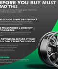 Pre Programmed Tire Pressure Sensor Fits Buick Chevy Gmc Cadillac Suzuki Hummer shown with installation instructions and wheel.