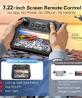 Hands holding 7.22-inch screen controller for Dope 2K GPS Drone With EIS And 7.22 Inch Remote Screen, 64 Minutes Flight, Long Range.