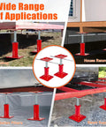 Built Like A Tank Heavy Duty 4 Pack Foundation Jacks With Swiveling Tops Adjustable 7 To 11 Inches Holding 11023 Pounds used as beam supports in various settings.