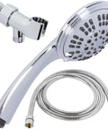 Powerful High Pressure Handheld Shower Kit With 6 Function Spray Removable Showerhead Hose And Mount Easy Install Polished Chrome