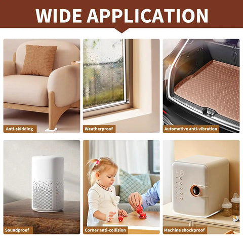 Wide application of White Foam Rubber Seal Tape Self Adhesive Weather Stripping Gap Filler Foam Backer Tape in various settings.