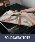 Dope Collapsible Laundry Tote 2-Pack 50L Foldable Carry-All Storage Bin with Luxe Cotton Blend and Vegan Leather Accents in Mocha