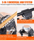Heavy Duty 360 Degree Swivel Bench Gun Vise With Dual Table Clamps And No Sweat Zero Drill Mounting For Rugged Stability and Easy Range Maintenance Routines showcasing carbon steel jaws and rubber pads.