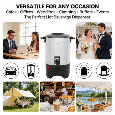 Big Capacity Electric Coffee Percolator Urn 5 Point 2 Liter 1000W, stainless steel coffee warmer for office or party use.