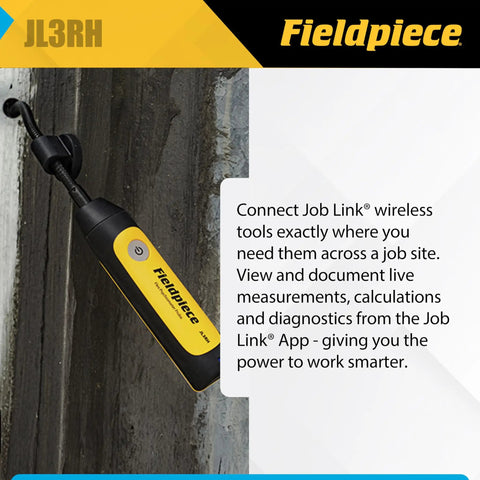 Job Link System Flex HVACR Wireless Psychrometer Probe With 1000 ft Bluetooth Range mounted on wet wall
