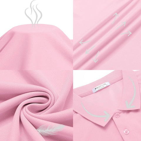 Men's Golf Polo Shirt With Moisture Wicking Quick Dry Fabric Lightweight Breathable 100 Percent Polyester Short Sleeve Collared Slim Fit Athletic Polo For Summer Play Stay Dry On The Green Dark Pink