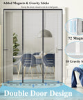 Upgraded Reinforced Magnetic Screen Door For Sliding Doors Fits 72x80 Inches Double Door Screen Curtain With Heavy Duty Fiberglass Mesh
