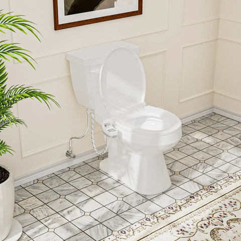 Bathroom with Bidet Attachment For Toilet With Dual Nozzles Frontal And Rear Wash Non Electric Fresh Water Seat Attachment