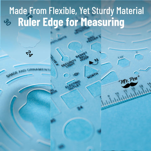 Knockout Two Piece Landscape And Yard Design Template Set Featuring Dead Accurate One Quarter Inch Scale flexible drafting stencil with ruler edge.