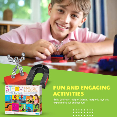 Child playing with Hands-On Magnet Exploration Kit For Kids Ages 5 And Up With Magnetic Toys Wand And U-Shaped Magnet
