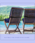 Back view of chairs with Six Pack Outdoor Patio Chair Cushions 20x40 Inch Waterproof All Weather Thickened Seat Pads For Rocking Deck Garden Furniture Navy Blue With Durable Stitching And Long Lasting Comfort by a pool