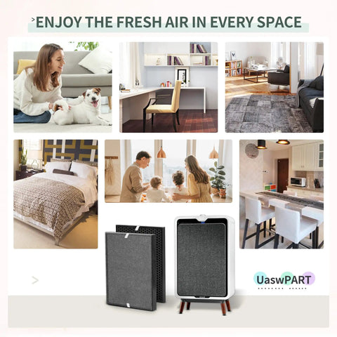 Premium Replacement Filters For Air 220 And Air 320 Purifier, True HEPA With Pre Filter, Activated Carbon, in modern home setting.