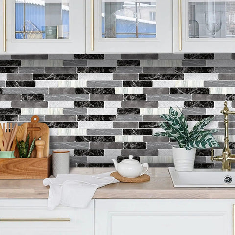 Kitchen with Peel And Stick Backsplash Wallpaper For Kitchen And Bathroom, Waterproof Self Adhesive Removable Tile Contact Paper installed