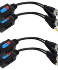Cat5 To BNC Video Balun Kit With Power For CCTV Cameras Passive Transceiver 2 Pairs Supports 720P 1080P black cables
