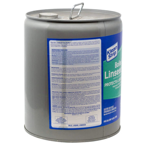 Container of Boiled Linseed Oil For Wood Finishes That Dry Faster Delivers Rich Hand Rubbed Look On Unfinished Wood And Antiques 5 Gallon
