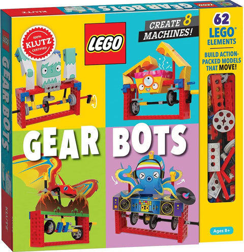 Gear Bots STEM Kit With Kinetic Creatures And Tech Brick Builds Hands On Papercraft Models 64 Page Learning Book On Axles Cams And Cranks Kid Friendly Everyday Engineering For Ages 8 To 12 box front
