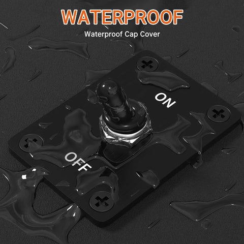 Beefy Waterproof 12V DC 30A 2 Pin SPST On Off Toggle Switch For Marine Boat Automotive with water droplets on black panel