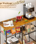 Must-Have Rolling Kitchen Microwave Cart With 3 Tier Shelves showcasing coffee maker setup and storage items