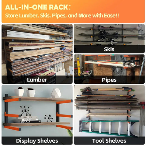 Heavy Duty Wood Organizer Lumber Rack Wall Mount Cantilever Shelves Tough As Nails 3 Level Holds Up To 600 Lbs