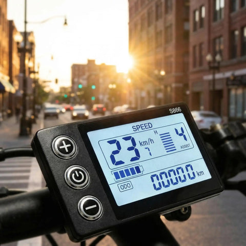 Ride Ready Electric Bike LCD Display Dashboard For 24V 36V 48V E Bikes And Scooters 5 Pin Waterproof Connector UART No 2 Protocol Real Time Speed Battery Gauge Gear Indicator Universal Handlebar Mount