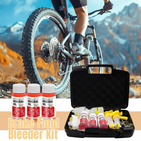 All In One Pro Grade Hydraulic Brake Bleed Kit For Disc Brakes Ready To Go With 180 Ml Mineral Oil Included, Metal Adapters, Flexible Hoses, Piston Stoppers, Flow Stoppers, Wrenches And More For MTB And Road Bikes