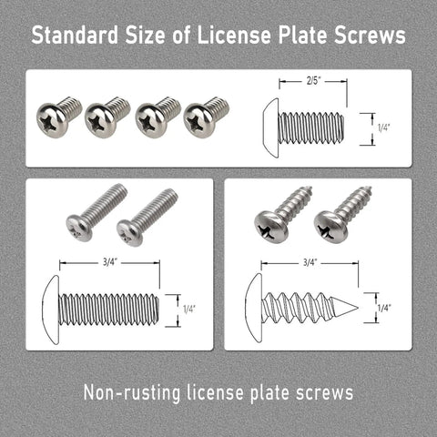 Standard stainless steel screws from License Plate Bracket Holder Front Mounting Kit For Universal Bumper Tag Frame Adapter Set