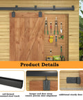 8Ft Black Exterior Barn Door Hardware Kit with Heavy Duty Sliding Rail, wall-mounted, supporting 450 lb, galvanized steel track