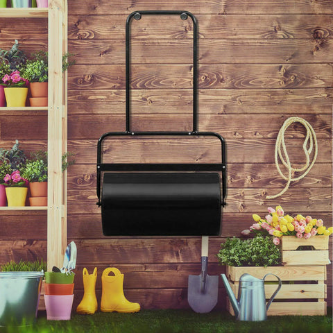 Water Filled Lawn Roller For Garden And Lawn 16 Gallon Capacity 20 Inch Steel Drum Push Or Tow Behind Design in garden setting