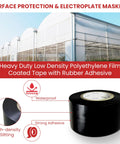 Heavy Duty LDPE Greenhouse Tape For Repair And Weather Sealing, Long Term UV Resistant Film Tape For Seaming And Patching, Black 1 Inch By 36 Yards, Tough Adhesion That Stays Put And Will Not Yellow Or Crack In Cold; black tape roll on greenhouse