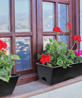 Window Box Planter Set 10 Pack 17 Inch Rectangular Plastic Flower Boxes With Trays For Outdoor And Indoor Plants Durable