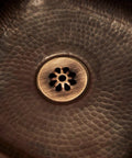 Close-up of Pollock Undermount Bar Prep Sink Handmade Pure Solid Copper Zero Hole 12-Inch Aged Copper Kitchen Sink for Wet Bar