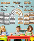 29 Piece Growth Mindset Poster Set With Adhesive Dots Industrial Classroom Bulletin Board Decor with kids crafting.
