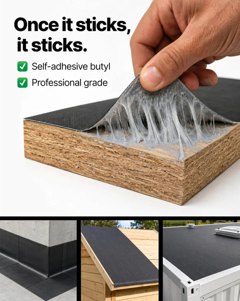 Heavy Duty Epdm Waterproofing Membrane 52 Mil Self Adhesive Roof Deck Sheet Features Killer Grip during application on plywood.