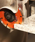 Four And One-Half Inch Segmented Diamond Saw Blades Two-Pack For Angle Grinder Heavy Duty Pro Grade Fast Cutting Wheel in use