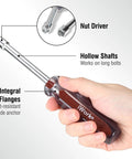 Color Coded SAE Nut Driver Set, 7-Piece With 1/2, 7/16, 3/8, 11/32, 5/16, 1/4, 3/16 Inch Sizes, shown with hollow shaft and color handle