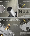 Heavy Duty 20 Piece Carbide Hole Saw Kit 1/2 To 2-1/8 Inch features triangle shank and triple-edged blade for efficient drilling.