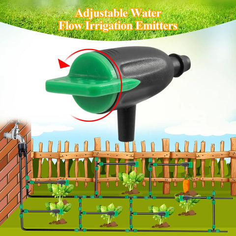 30 Pcs Adjustable Water Flow Drippers With 30 Emitters And Stakes For Garden Lawn Plants Succulents And Flowers Drip Irrigation System Kit Easy Install Durable Flexible Tubing Compatible Great For Indoor Or Outdoor Garden Beds system illustration