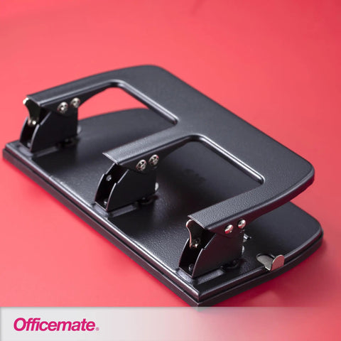 3 Hole Punch for Home Office, Medium Duty, 30 Sheet Capacity, Ergonomic Soft Grip Handles, Durable Metal Base, Black