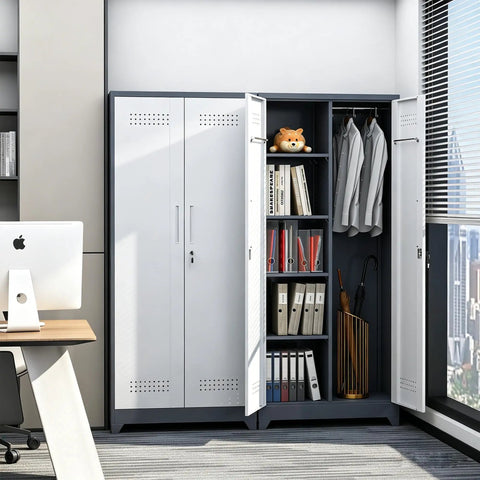 72-Inch Tall Metal Garage Storage Cabinet With Lockable Doors And Adjustable Shelves, Steel Tool Cabinet for Home Office