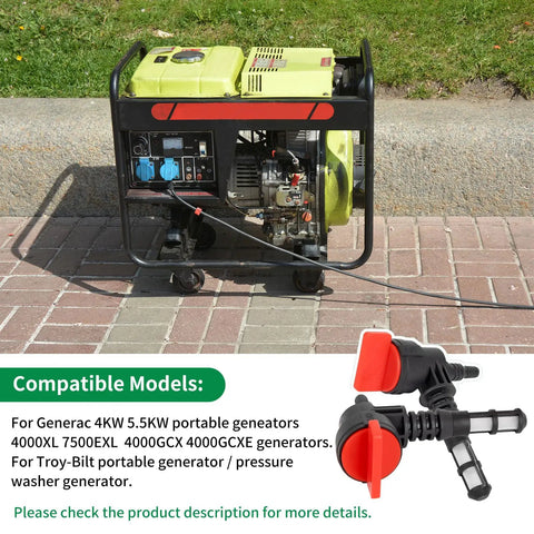 Two Pack 90 Degree Fuel Shut Off Valve Kit With Leak Proof Grommet Clamps And Bushings For Generac generator displayed