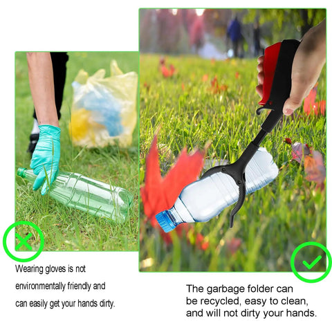 Two Pack 11.8 Inch Grabber Reacher Tool For Easy Litter Cleanup, Trash Picker With Claw Jaw, Long Reach Arm Extension For Seniors And Kids, Durable Metal Tube With ABS Handle, Black