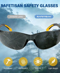 Top Shelf Tinted Safety Glasses 24 Bulk Pack With Ansi Z87.1 Rating And Kickass Uv Protection For Hard Shift Construction Crews Smoke Grey Impact with dark lenses and orange tips.