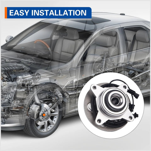 Front Wheel Hub Bearing Assembly For 2018 2019 Ford F-150 4WD With ABS Premium Replacement shown with car diagram